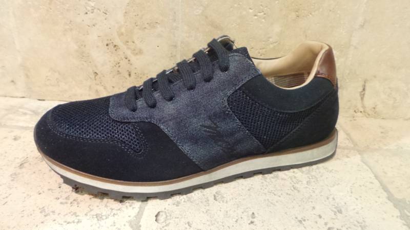 Baskett MCS cuir et toile bleu