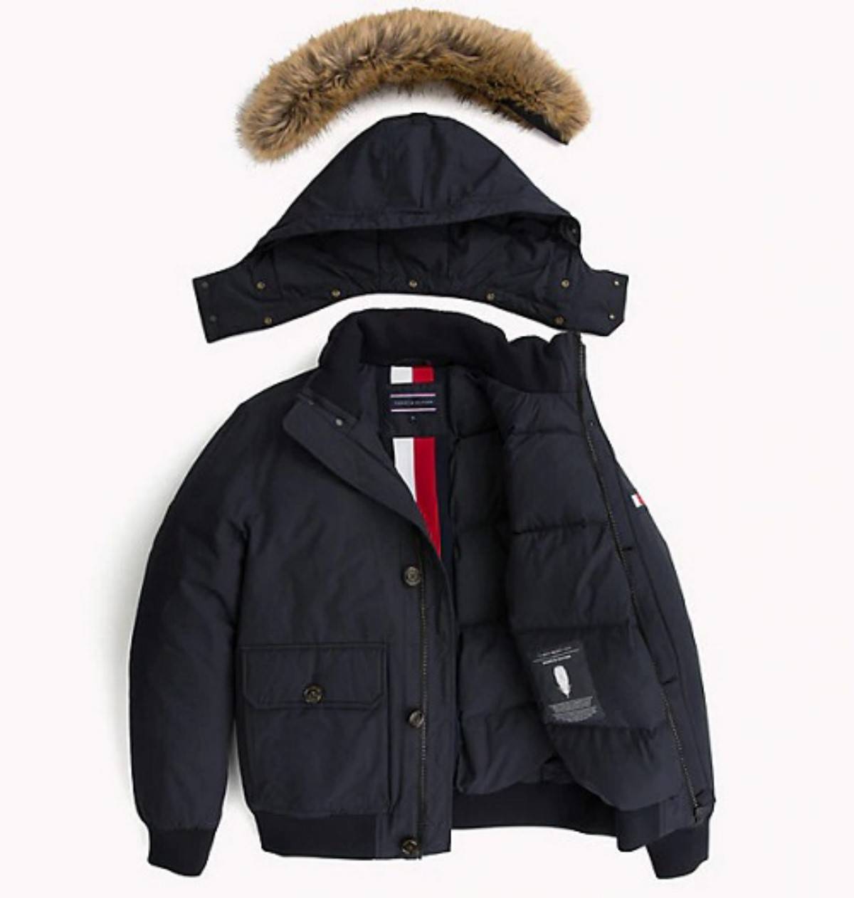 BOMBER EN DUVET A CAPUCHE AMOVIBLE HAMPTON TOMMY HILFIGER - MW0MW08246 BLEUM