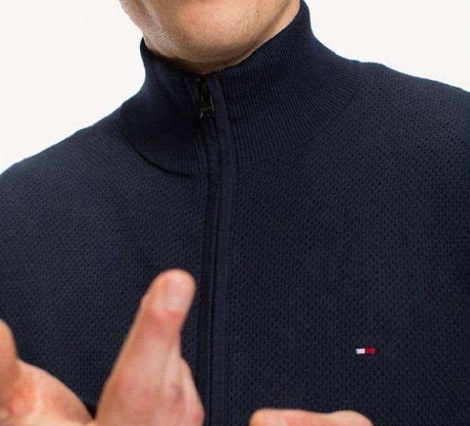 cardigan zipé en coton premium bleu foncé tommy hilfiger - MW0MW09533 BLEU 