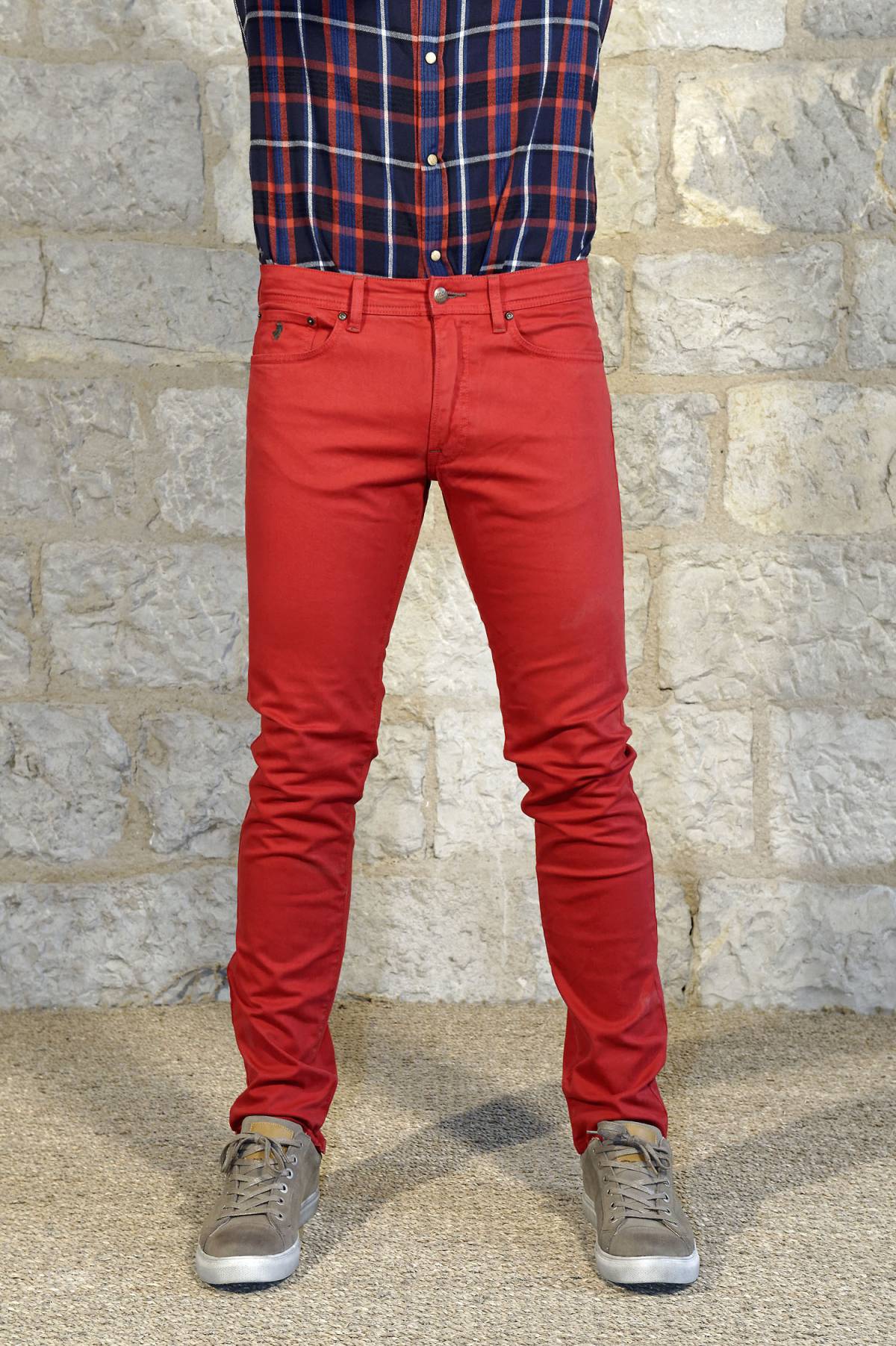 PANTALON STRECH ROUGE 5 POCHES MCS