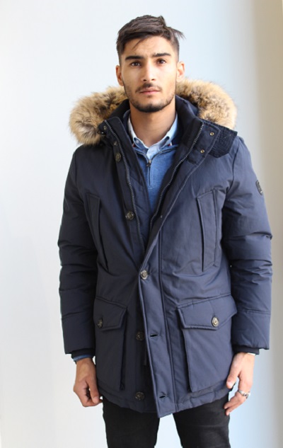 parka avec duvet et capuche Tommy Hilfiger bleue