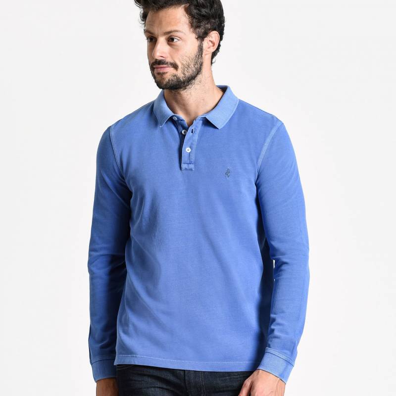 POLO MANCHES LONGUES EN COTON PIQUE MCS BLEU CLAIR