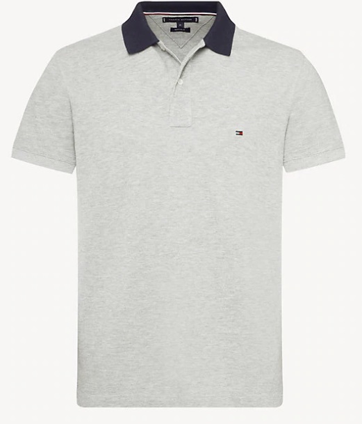 polo gris col contrasté bleu Tommy Hilfiger