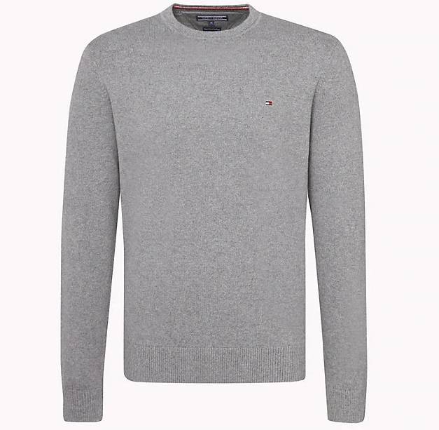 PULL A COL ROND GRIS CLAIR TOMMY HILFIGER