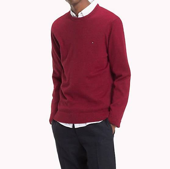 pull a col rond bordeaux TOMMY HILFIGER