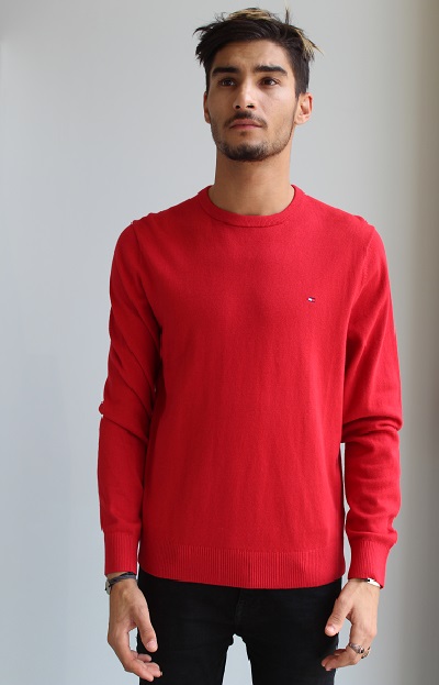 pull coton cachemire rouge TOMMY HILFIGER