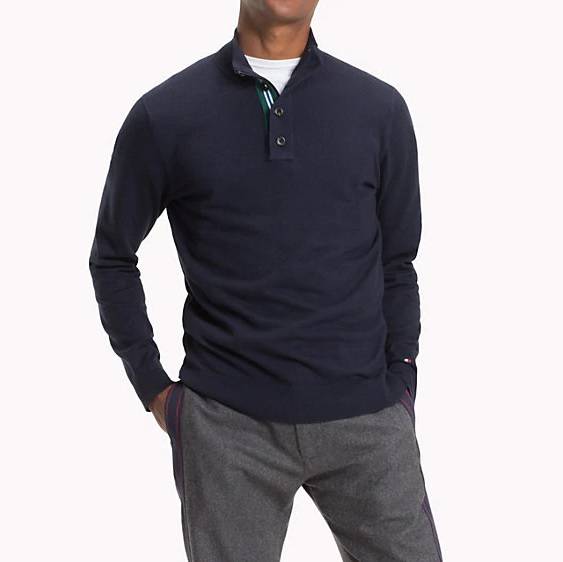 PULL COL CAMIONNEUR BLEU MARINE TOMMY HILFIGER