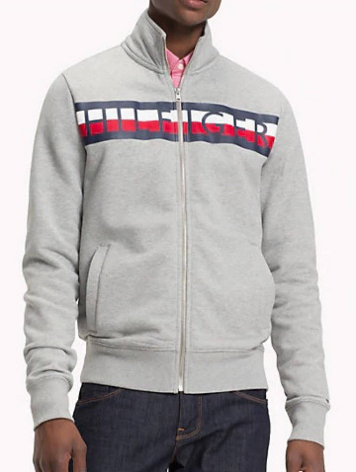 SWEAT ZIPE AVEC LOGO EN BANDEAU TOMMY HILFIGER - MW0MW09521 GRIS