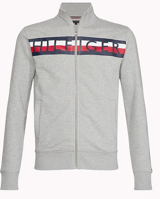 SWEAT ZIPE AVEC LOGO EN BANDEAU TOMMY HILFIGER - MW0MW09521 GRIS
